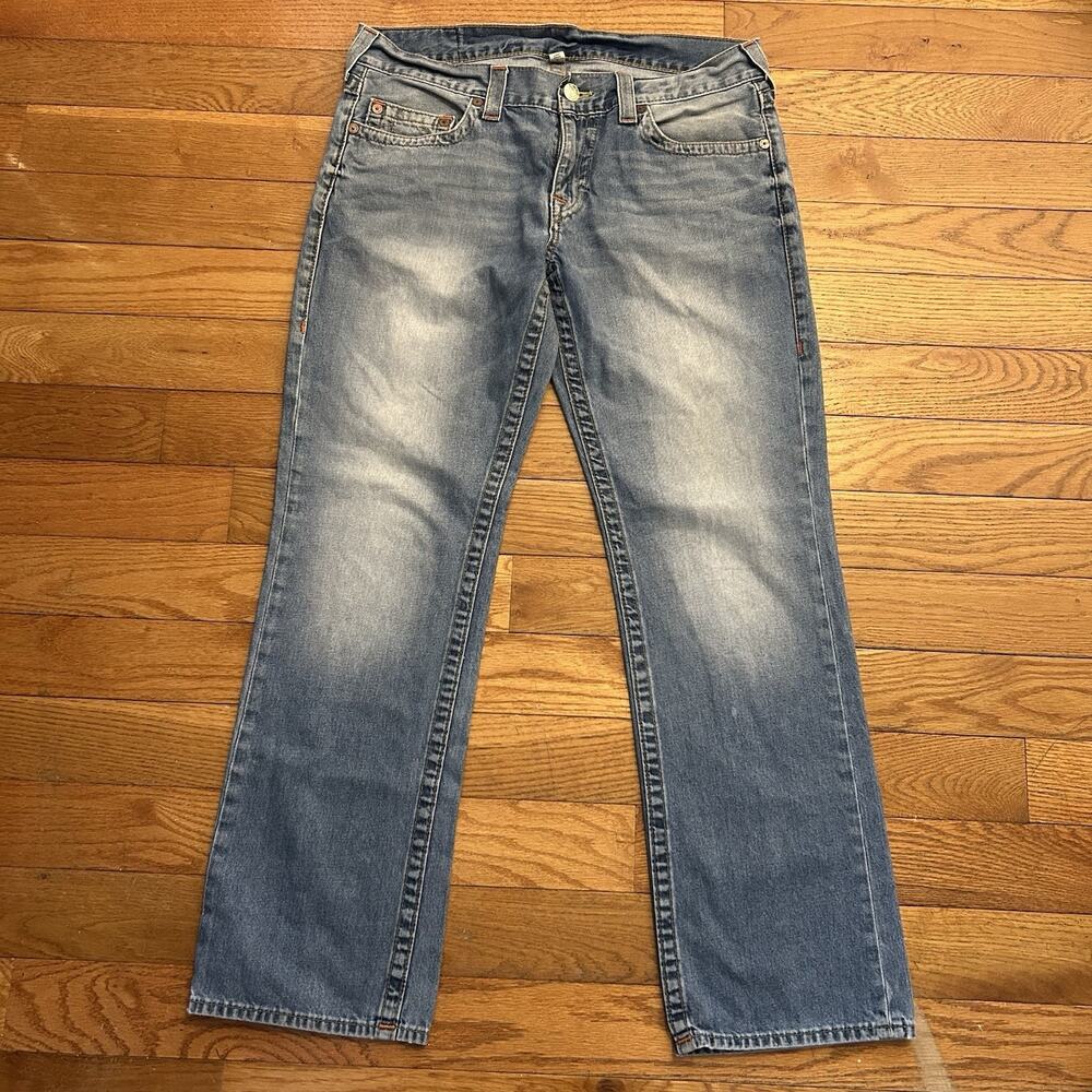 True Religion Straight Light Wash Faded Jeans Mens 34x31